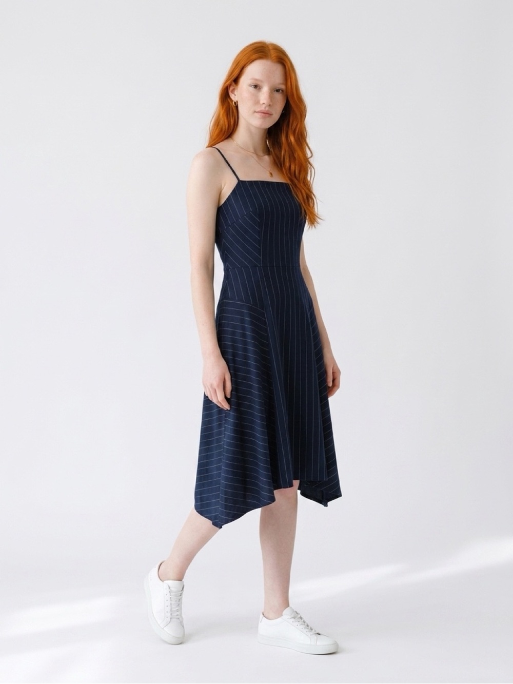 Banana Republic Navy Pinstripe Midi Dress with Spaghetti Straps - Picture 5 of 5